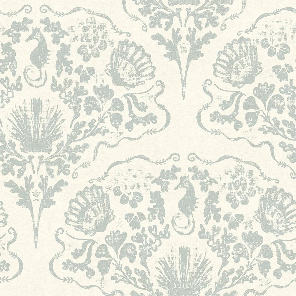 St. Mawes Lace Wallpaper - Soft Rustic Green on Vintage Cream - LAN100328 - Lucie Annabel - Premier Wallcovering