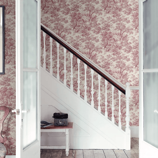 Stag Toile Wallpaper - Burgundy - Little Greene - 0284SGBURGU - Premier Wallcovering