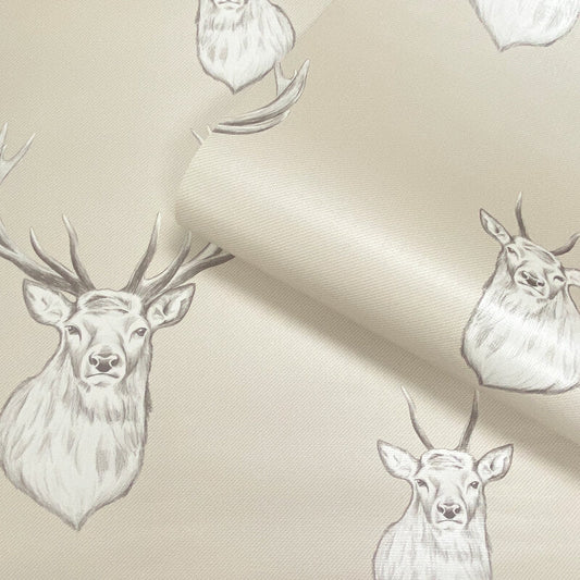 Stag Wallpaper - Cream - Catherine Lansfield - 165514 - Premier Wallcovering
