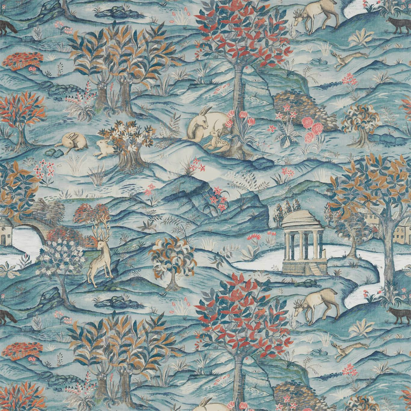 Stand Wood Wallpaper - Teal/Velvet Blue - ZDAR312855 - Zoffany - Premier Wallcovering