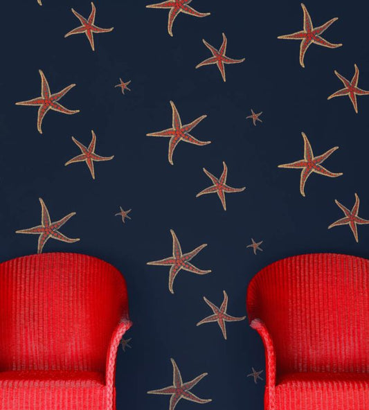 Starfish Wallpaper - Navy/Sienna - BG2200101 - Barneby Gates - Premier Wallcovering