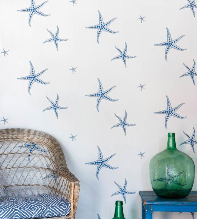 Starfish Wallpaper - Blue on Parchment - BG2200102 - Barneby Gates - Premier Wallcovering