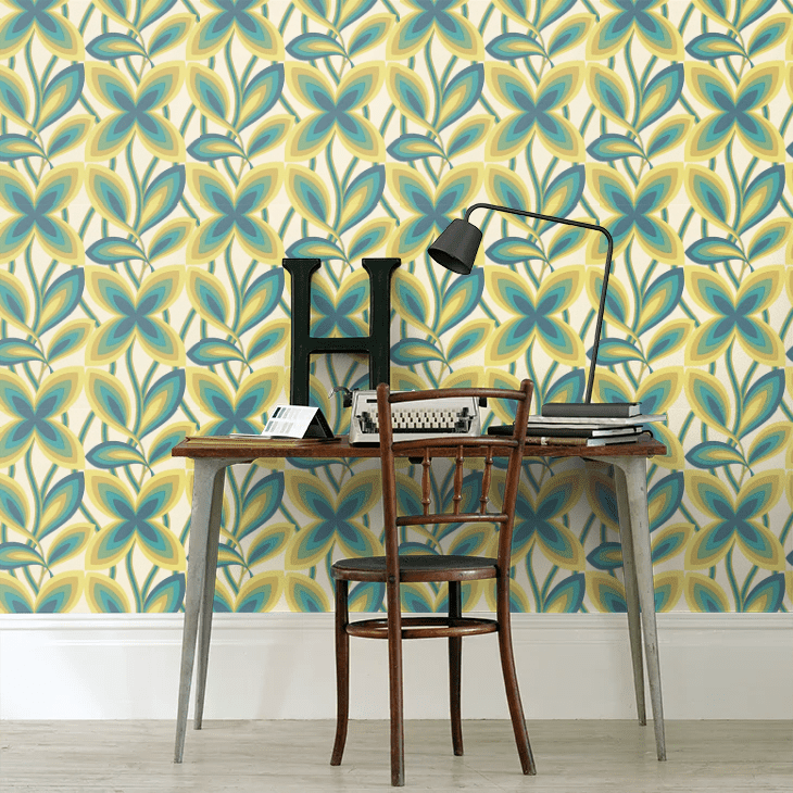 Starflower Wallpaper - Peacock / Yellow - Little Greene - 0280STPEACO - Premier Wallcovering