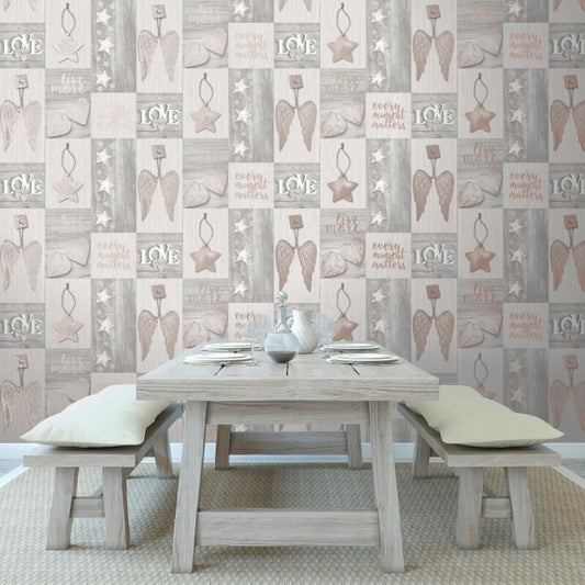 Starlight Home Metallic Wallpaper - Rose Gold - Crown - M1488 - Premier Wallcovering