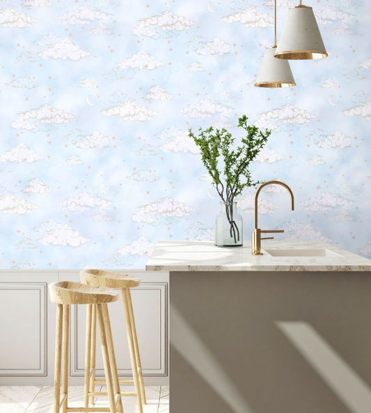 Starry Clouds Wallpaper - Blue Sky - Brand McKenzie - BMCF003/10A - Premier Wallcovering