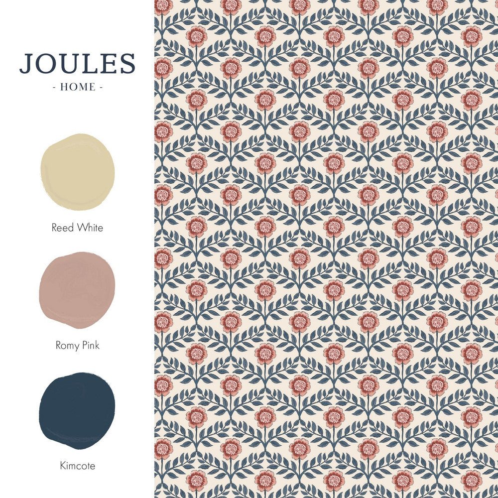 Stately Floral Wallpaper - Cream & Blue - Joules - 128956 - Premier Wallcovering