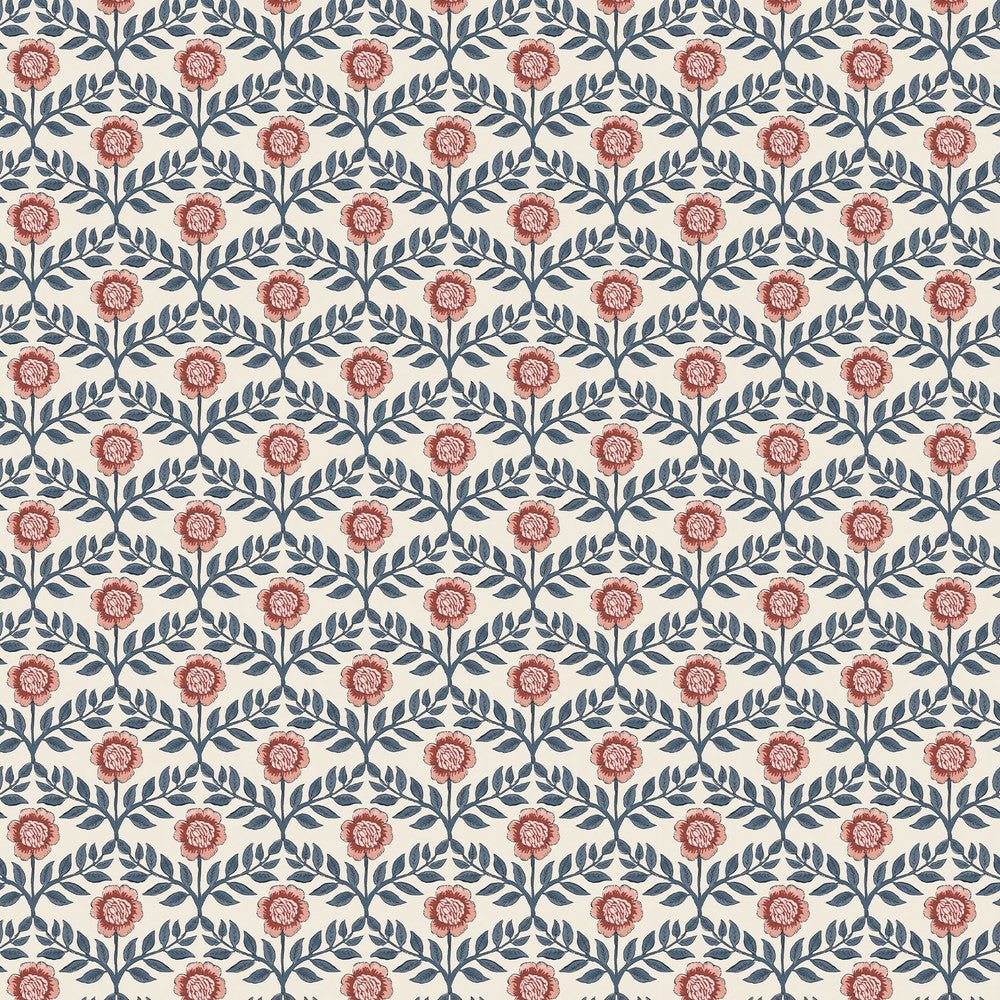 Stately Floral Wallpaper - Cream & Blue - Joules - 128956 - Premier Wallcovering