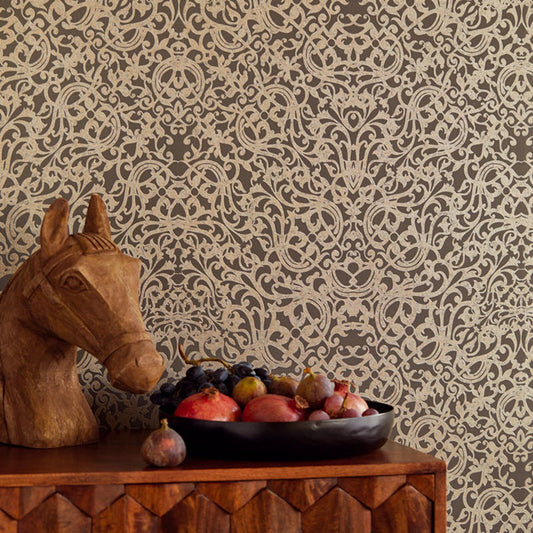 Stature Damask Wallpaper - Silver - Eijffinger - 382500 - Premier Wallcovering