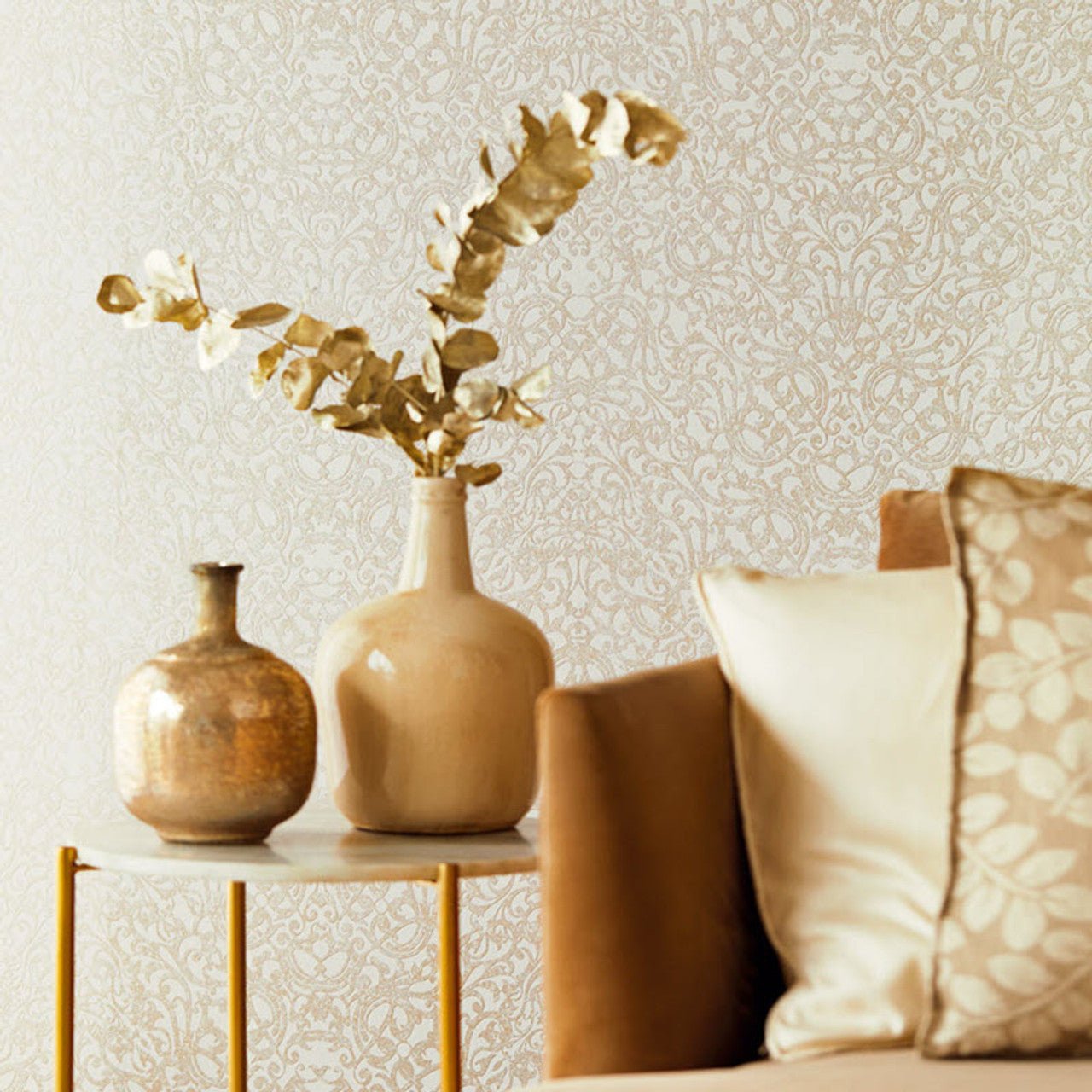 Stature Damask Wallpaper - Silver - Eijffinger - 382500 - Premier Wallcovering