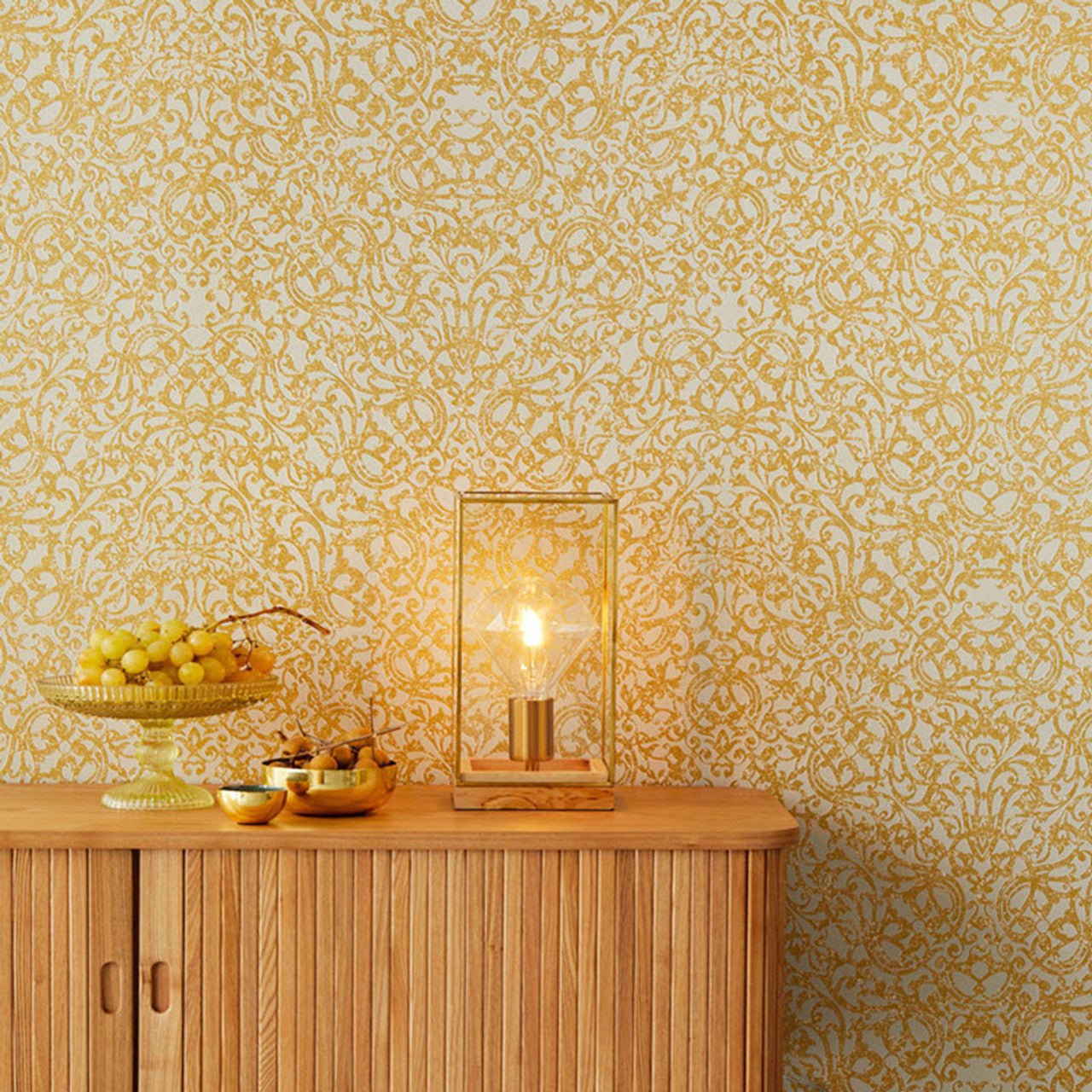 Stature Damask Wallpaper - Gold - Eijffinger - 382503 - Premier Wallcovering