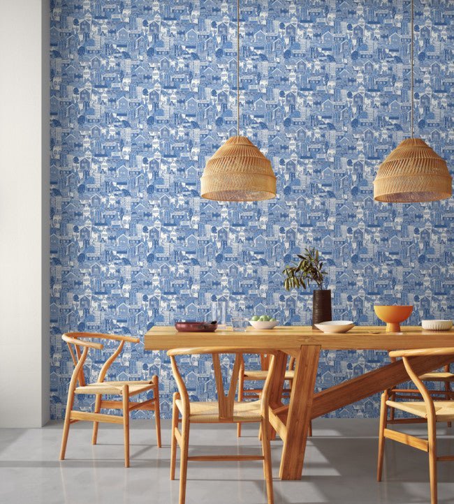 Stockholm Wallpaper - Cloudless Blue - NART112808 - Scion - Premier Wallcovering