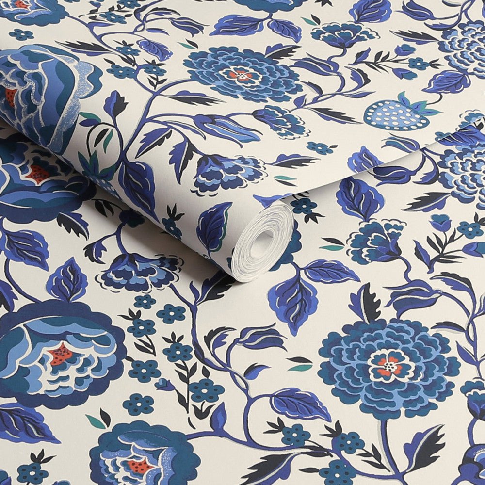 Strawberry Garden Wallpaper - Blue - 125498 - Cath Kidston - Premier Wallcovering