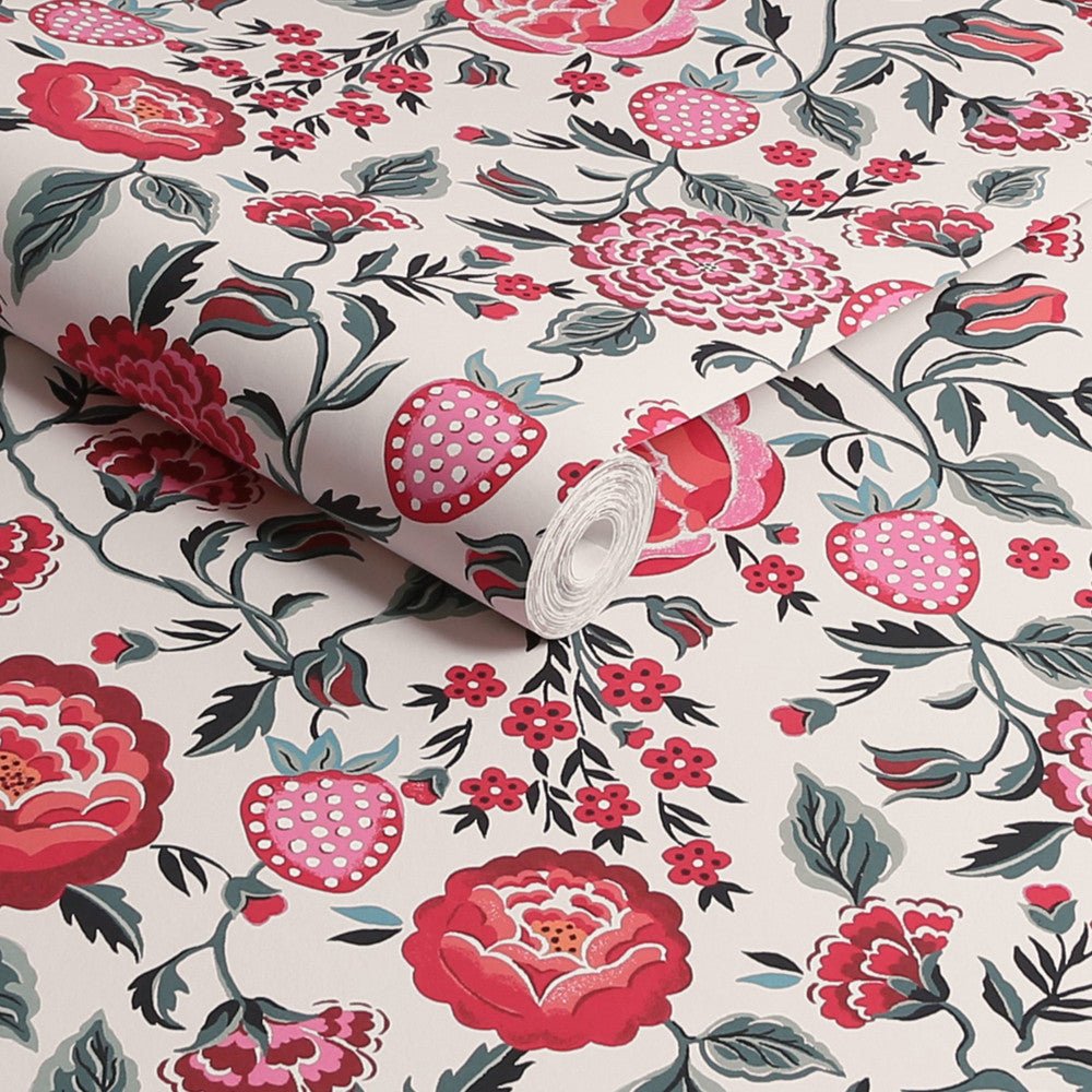 Strawberry Garden Wallpaper - Rose - 125497 - Cath Kidston - Premier Wallcovering
