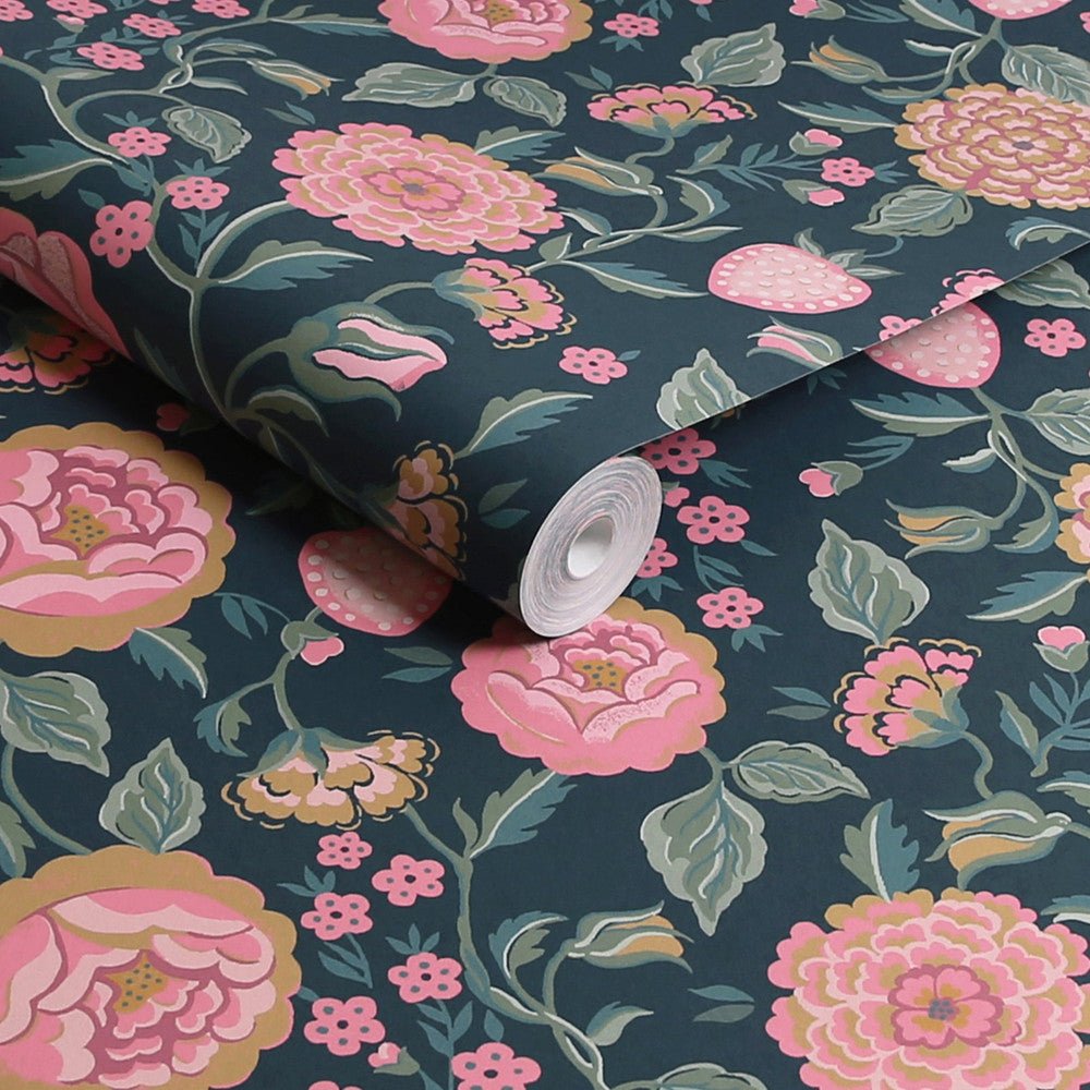 Strawberry Garden Wallpaper - Navy - 125500 - Cath Kidston - Premier Wallcovering