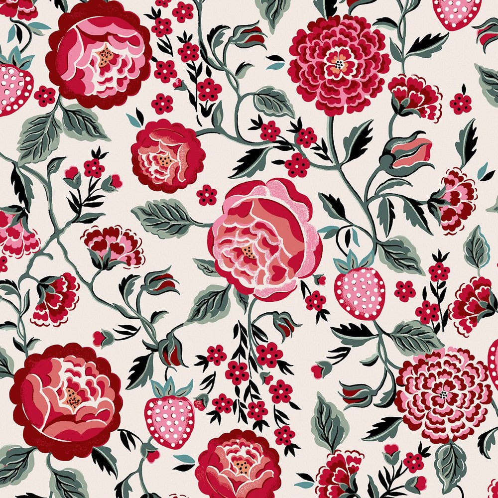 Strawberry Garden Wallpaper - Rose - 125497 - Cath Kidston - Premier Wallcovering
