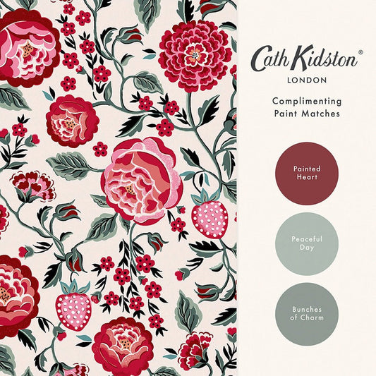Strawberry Garden Wallpaper - Rose - 125497 - Cath Kidston - Premier Wallcovering