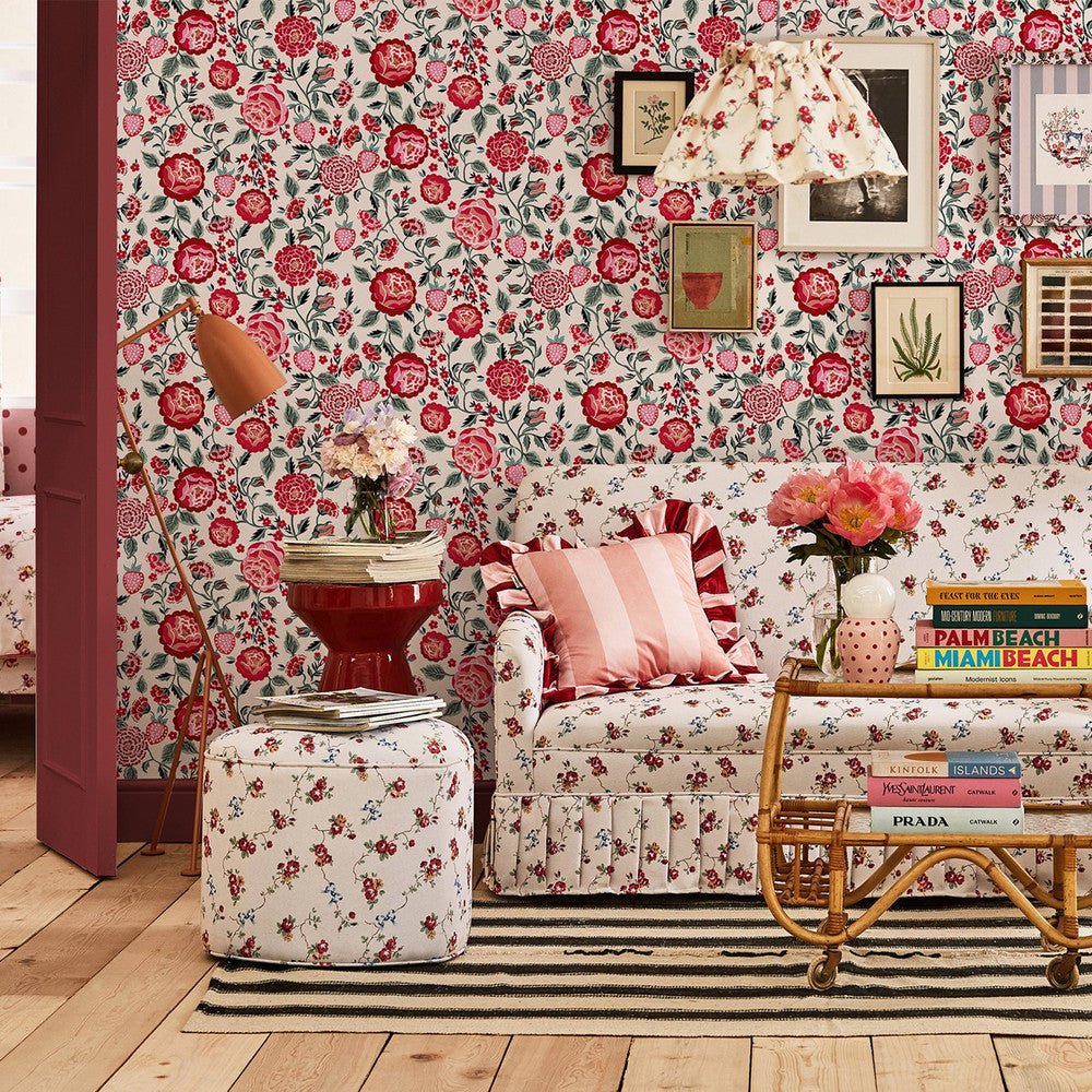 Strawberry Garden Wallpaper - Rose - 125497 - Cath Kidston - Premier Wallcovering