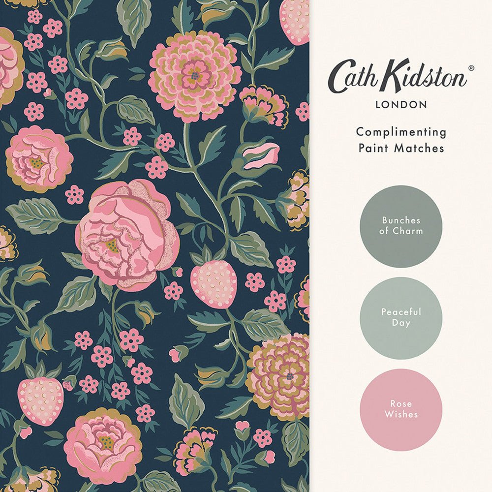 Strawberry Garden Wallpaper - Navy - 125500 - Cath Kidston - Premier Wallcovering