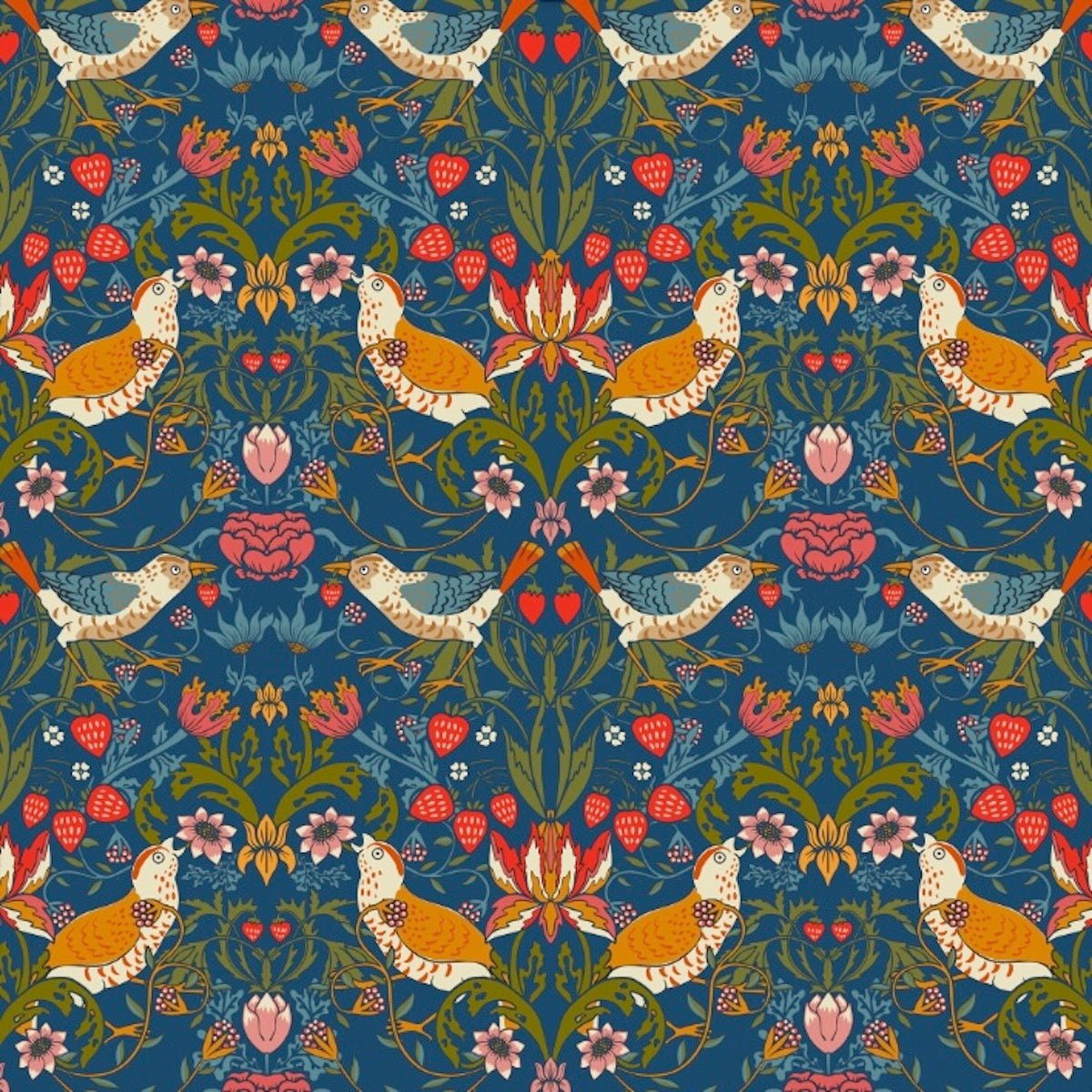 Morris Collections - 1026 - Strawberry Thief Wallpaper - Delicate Blue - Premier Wallcovering