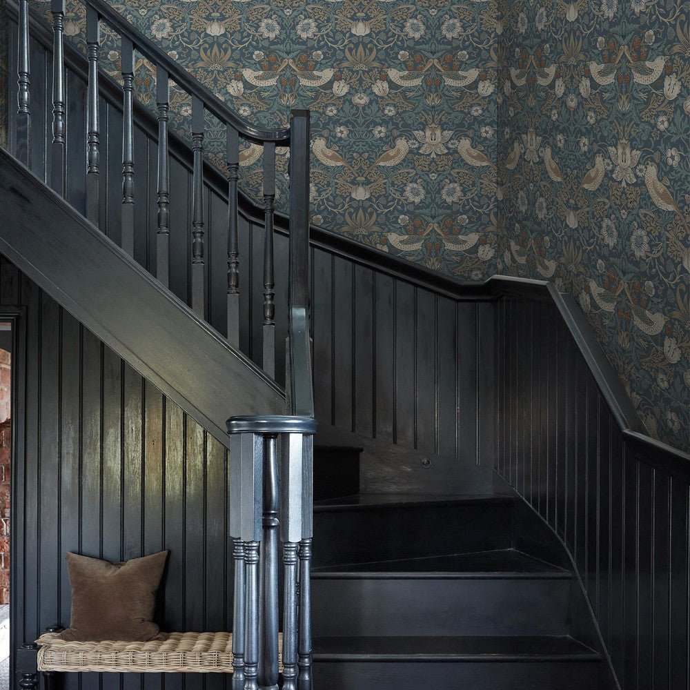 Strawberry Thief Wallpaper - Washed Blue - 140503 - William Morris - Premier Wallcovering