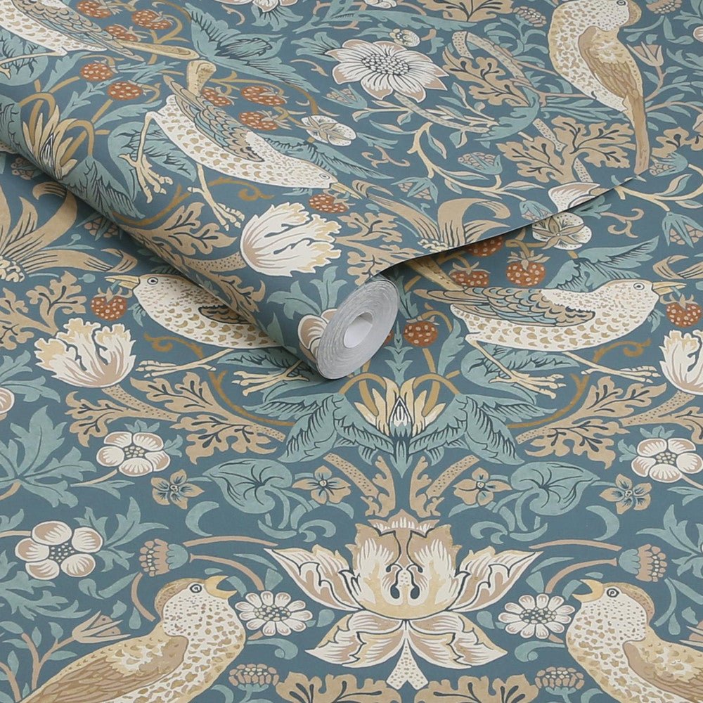 Strawberry Thief Wallpaper - Washed Blue - 140503 - William Morris - Premier Wallcovering