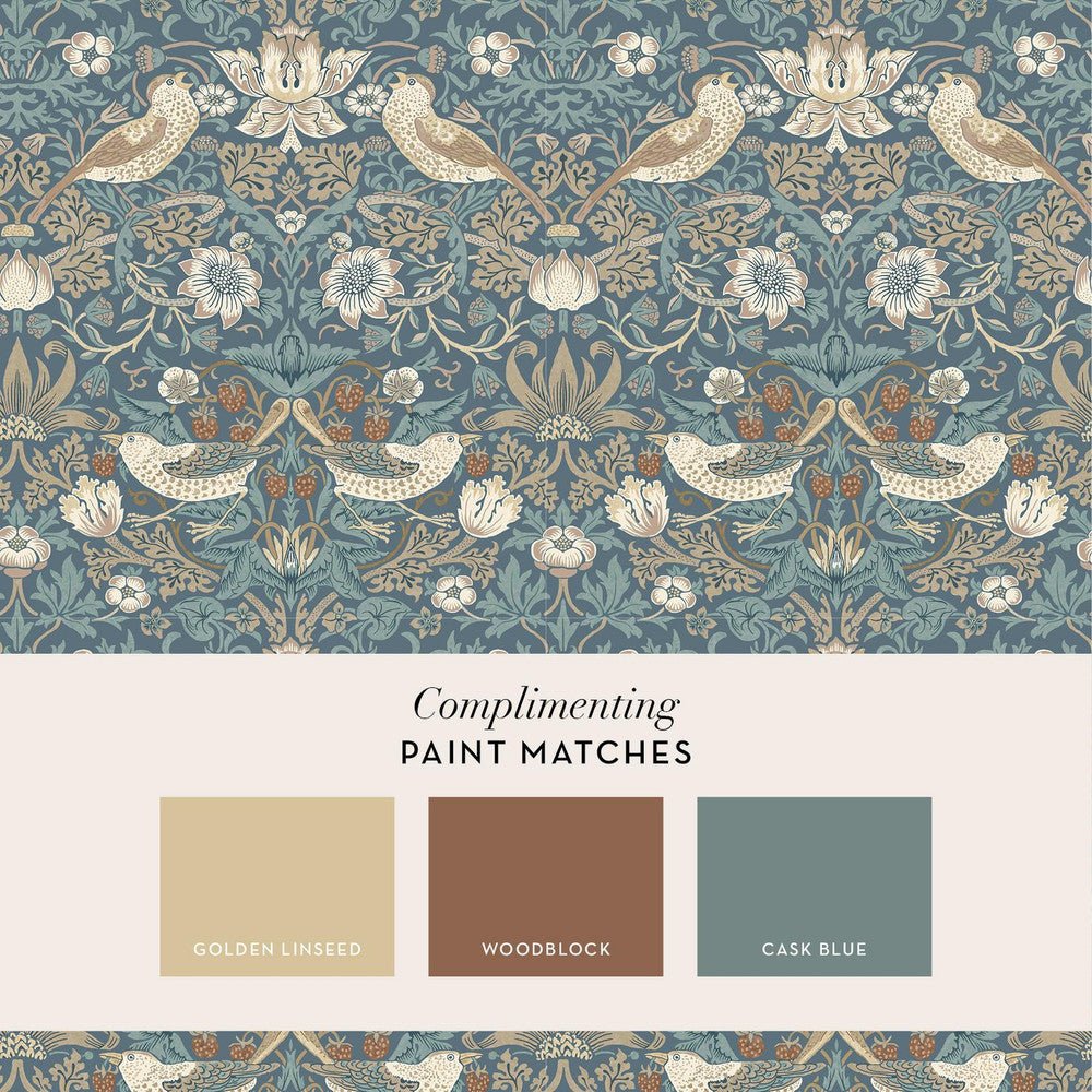 Strawberry Thief Wallpaper - Washed Blue - 140503 - William Morris - Premier Wallcovering