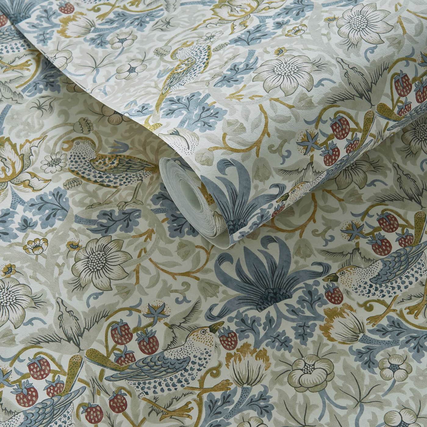 Strawberry Thief Wallpaper - Linen/Plum - Clarke & Clarke - W0171/03 - Premier Wallcovering
