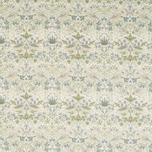 Strawberry Thief Wide Width Fabric - Mineral Blue/Linen - Morris & Co - 227287 - Premier Wallcovering