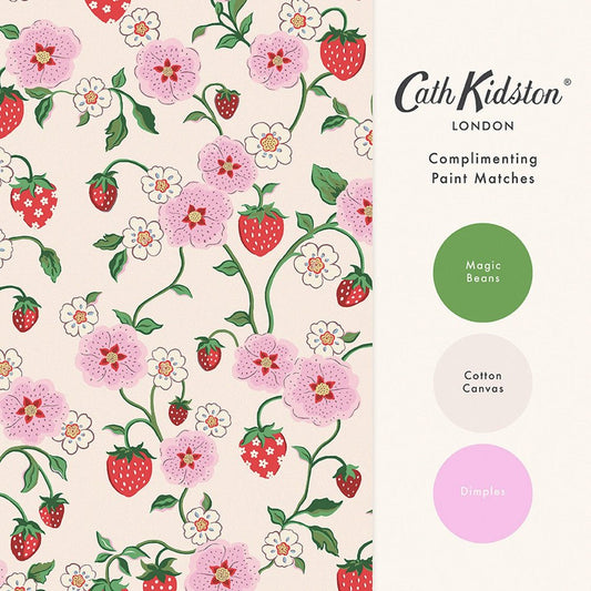 Strawberry Wallpaper - Pink - 125531 - Cath Kidston - Premier Wallcovering