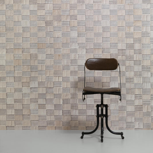 Striped Squares Remixed Wallpaper - Beige - NLXL - REM - 05 - Premier Wallcovering