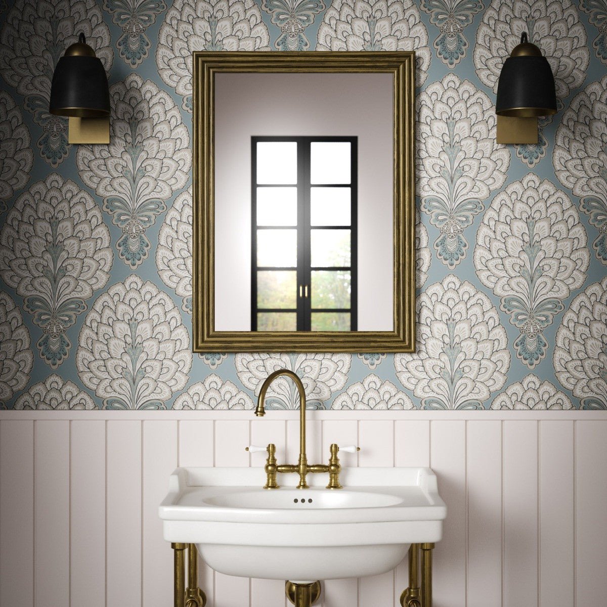Sultan Wallpaper - Teal - Warner House - Premier Wallcovering