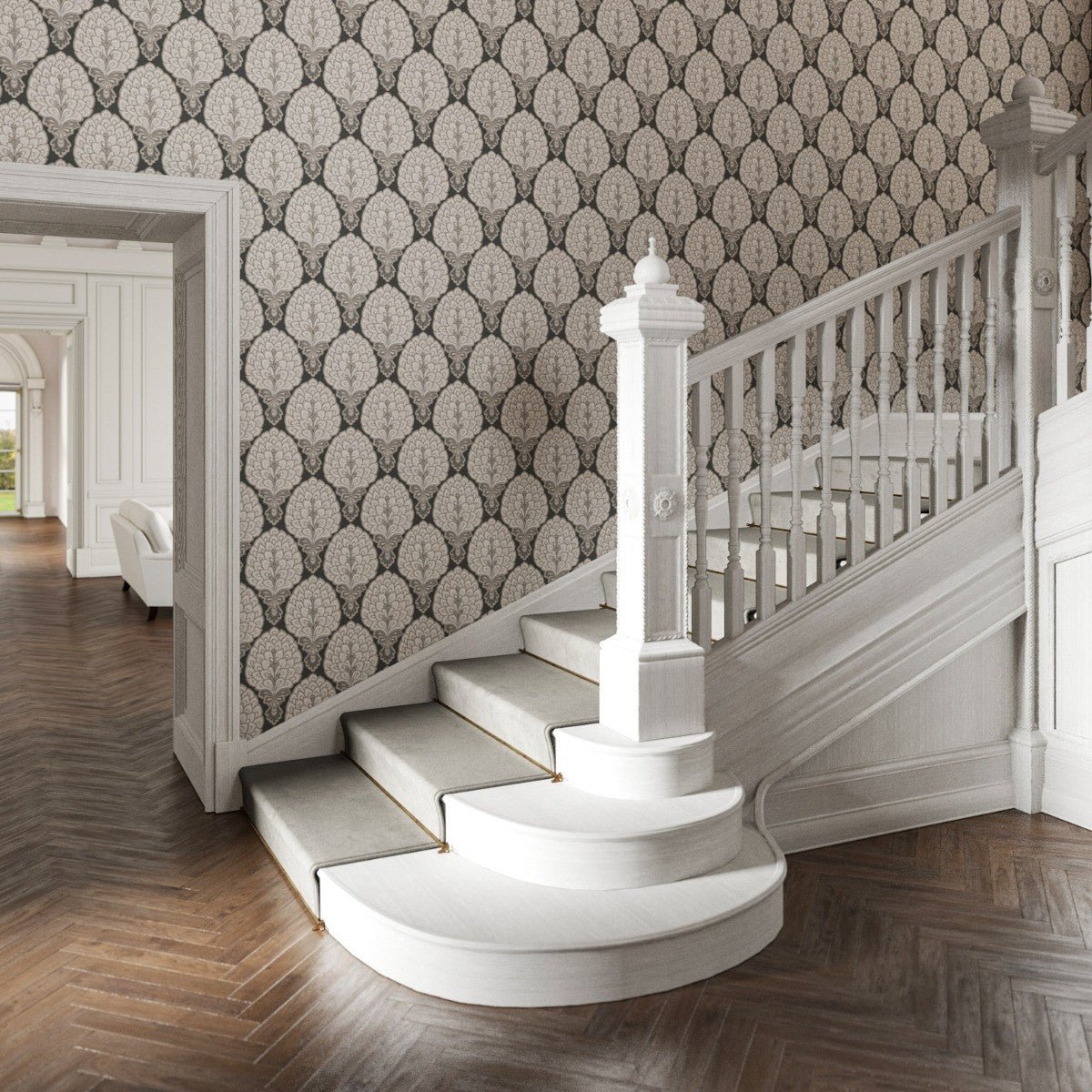 Sultan Wallpaper - Charcoal - Warner House - Premier Wallcovering