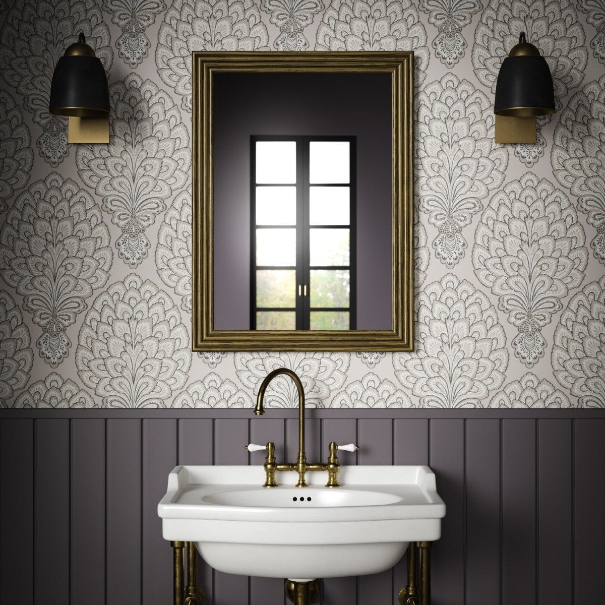 Sultan Wallpaper - Taupe - Warner House - Premier Wallcovering