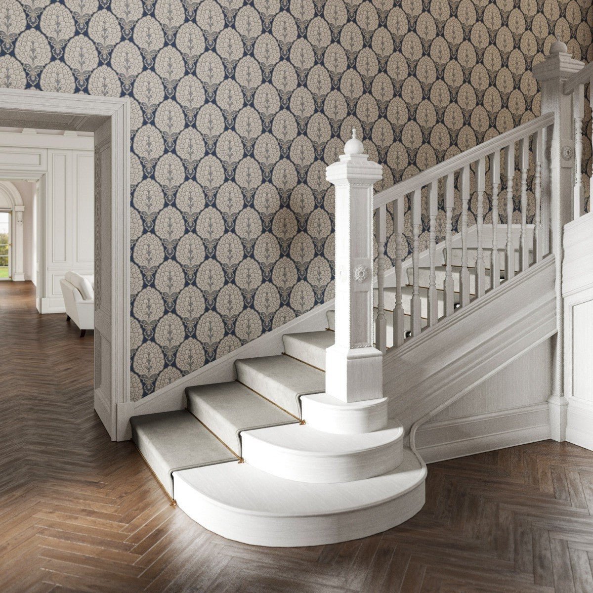 Sultan Wallpaper - Navy - Warner House - Premier Wallcovering