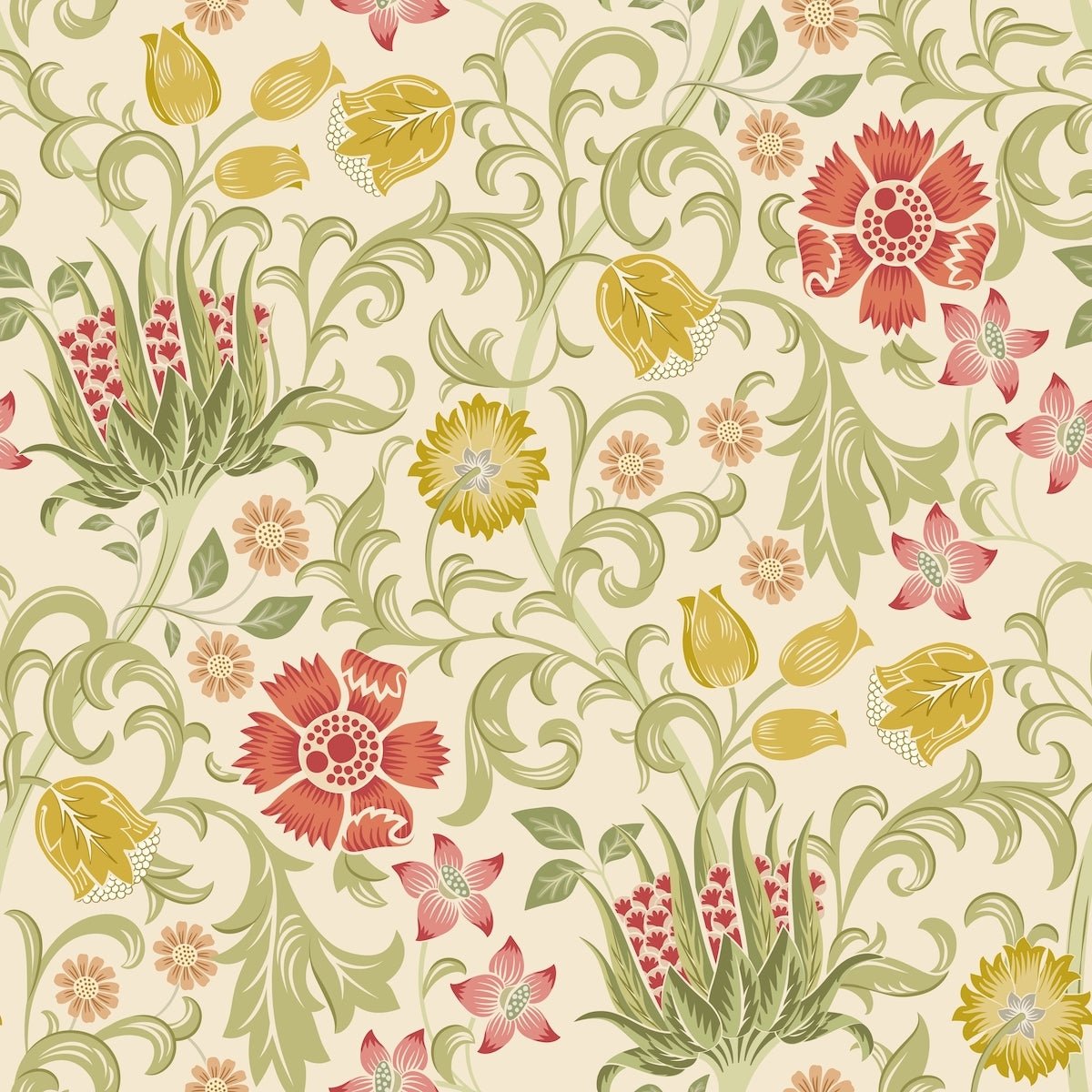 Morris Collections - 1097 - Summer Field Wallpaper - Ivory Cream - Premier Wallcovering