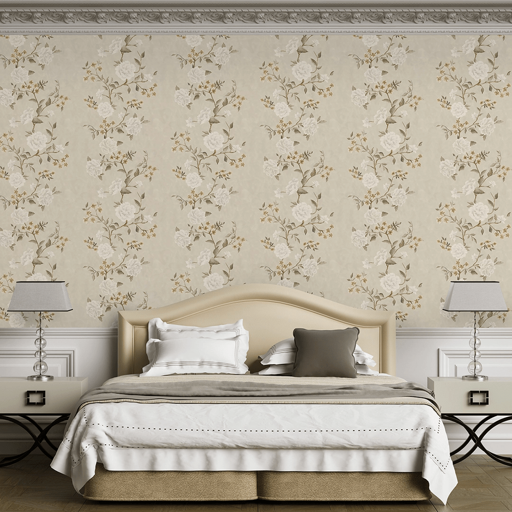 Summer in Peony Park Wallpaper - Golden Neutrals - LAN100386 - Lucie Annabel - Premier Wallcovering