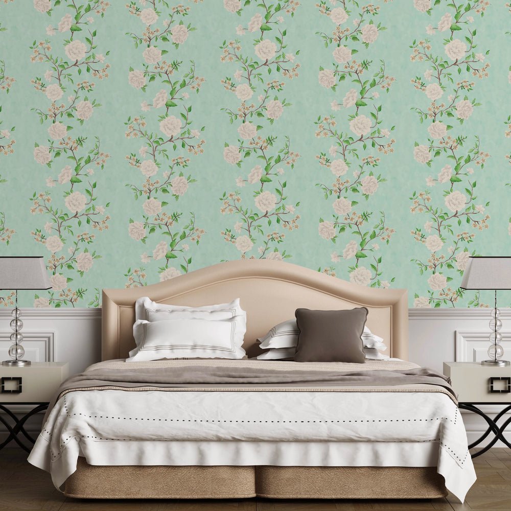 Summer in Peony Park Wallpaper - Duck Egg - LAN100385 - Lucie Annabel - Premier Wallcovering