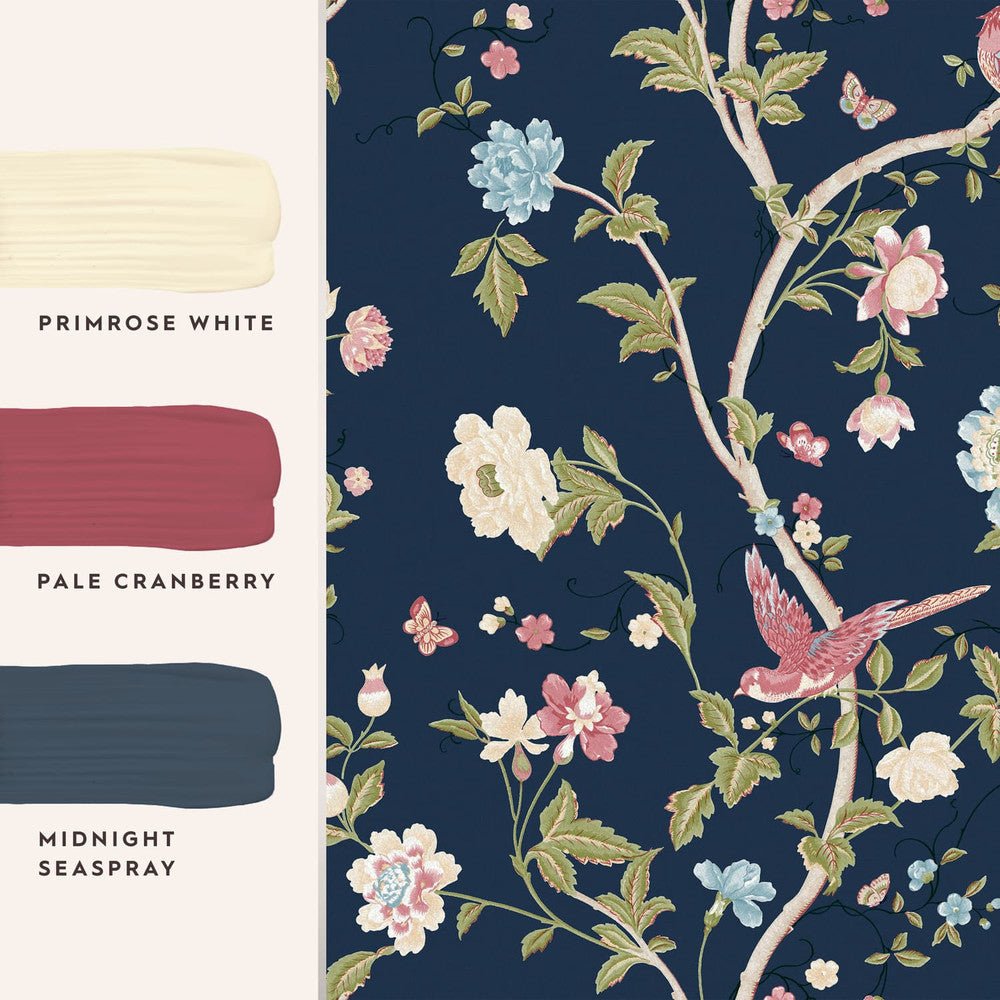 Summer Palace Wallpaper - Midnight Blue - Laura Ashley - 120134 - Premier Wallcovering