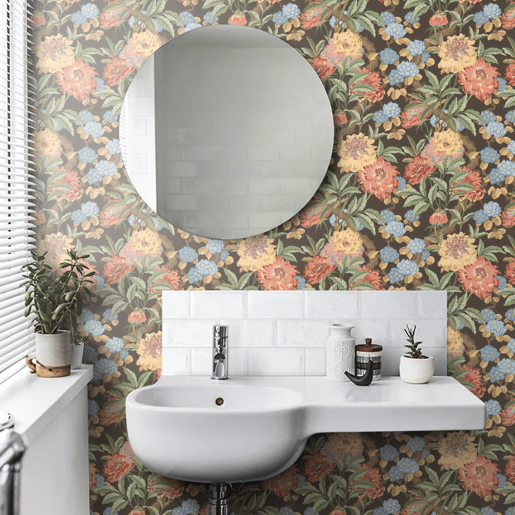 Summer Peony Wallpaper - Charcoal/ Jewel - GP & J Baker - BW45095/8 - Premier Wallcovering