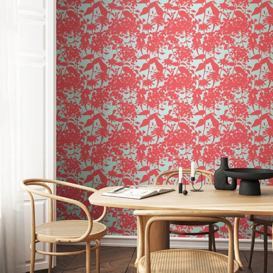 Summer Silhouette Wallpaper - Coral Twist - Hoopla Walls - HWA1216W - Premier Wallcovering