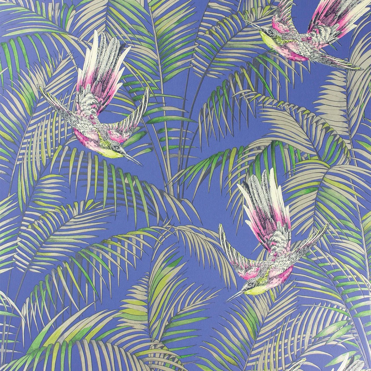 Sunbird Wallpaper - Electric Blue - Matthew Williamson - W6543-04 - Premier Wallcovering