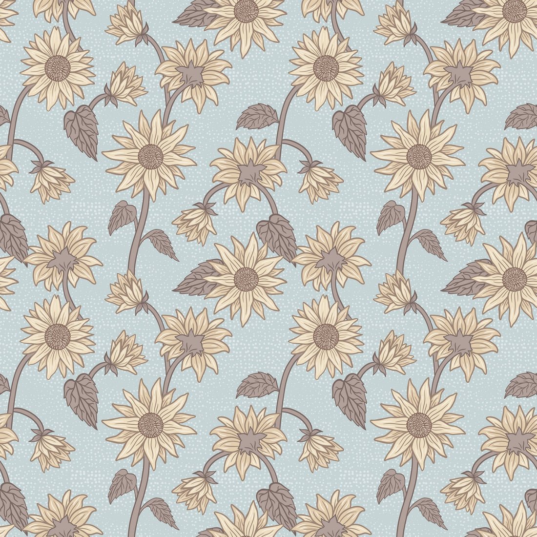 Sunflowers Wallpaper - Sky - Summer Gray - Premier Wallcovering