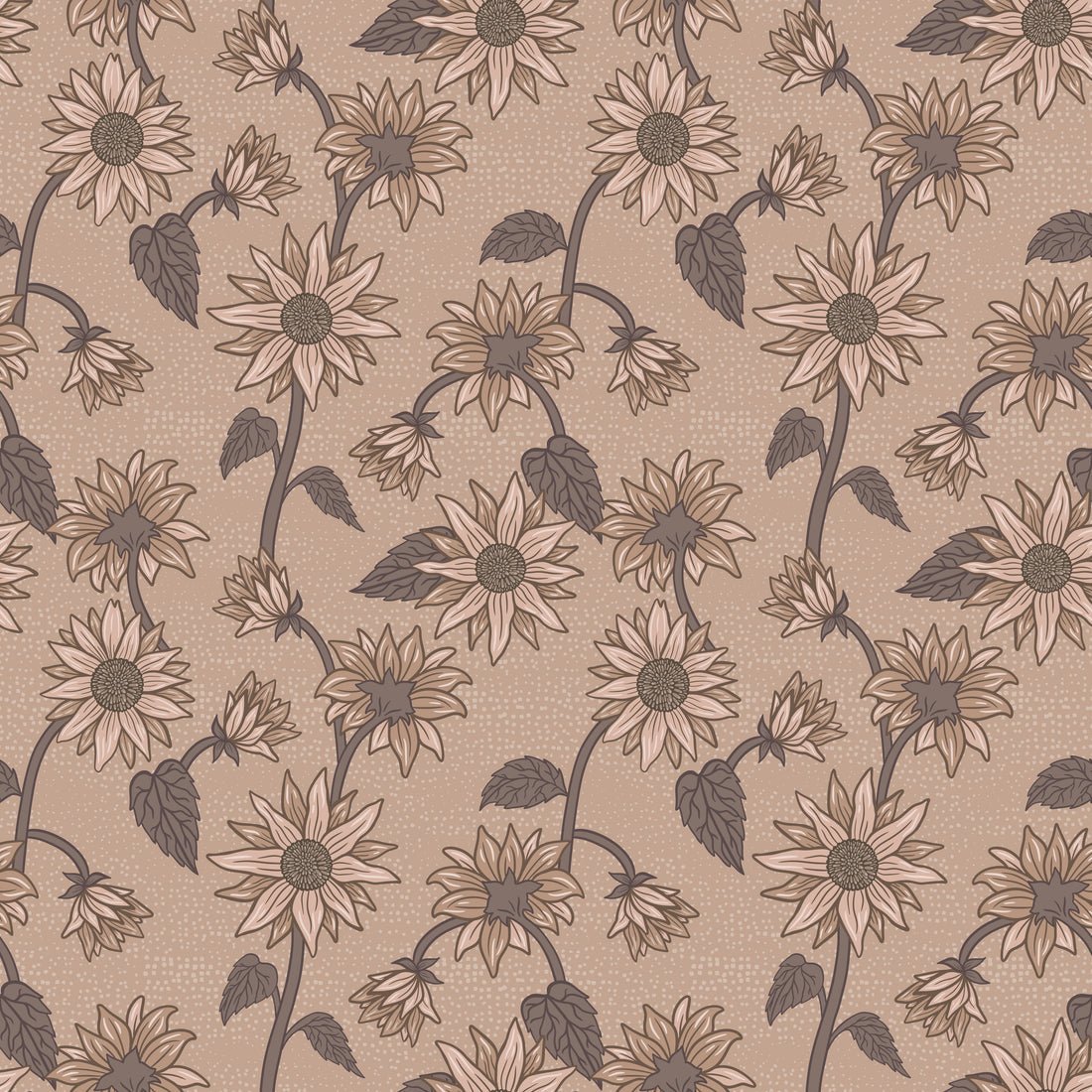 Sunflowers Wallpaper - Tan - Summer Gray - Premier Wallcovering