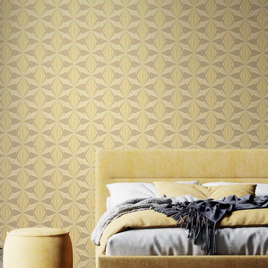 Sunray Diamond Wallpaper - Grey/Yellow - Hoopla Walls - HWA1048W - Premier Wallcovering
