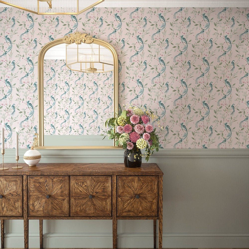Sunrise Serenade Wallpaper - Tan and Sage - LAN100395 - Lucie Annabel - Premier Wallcovering