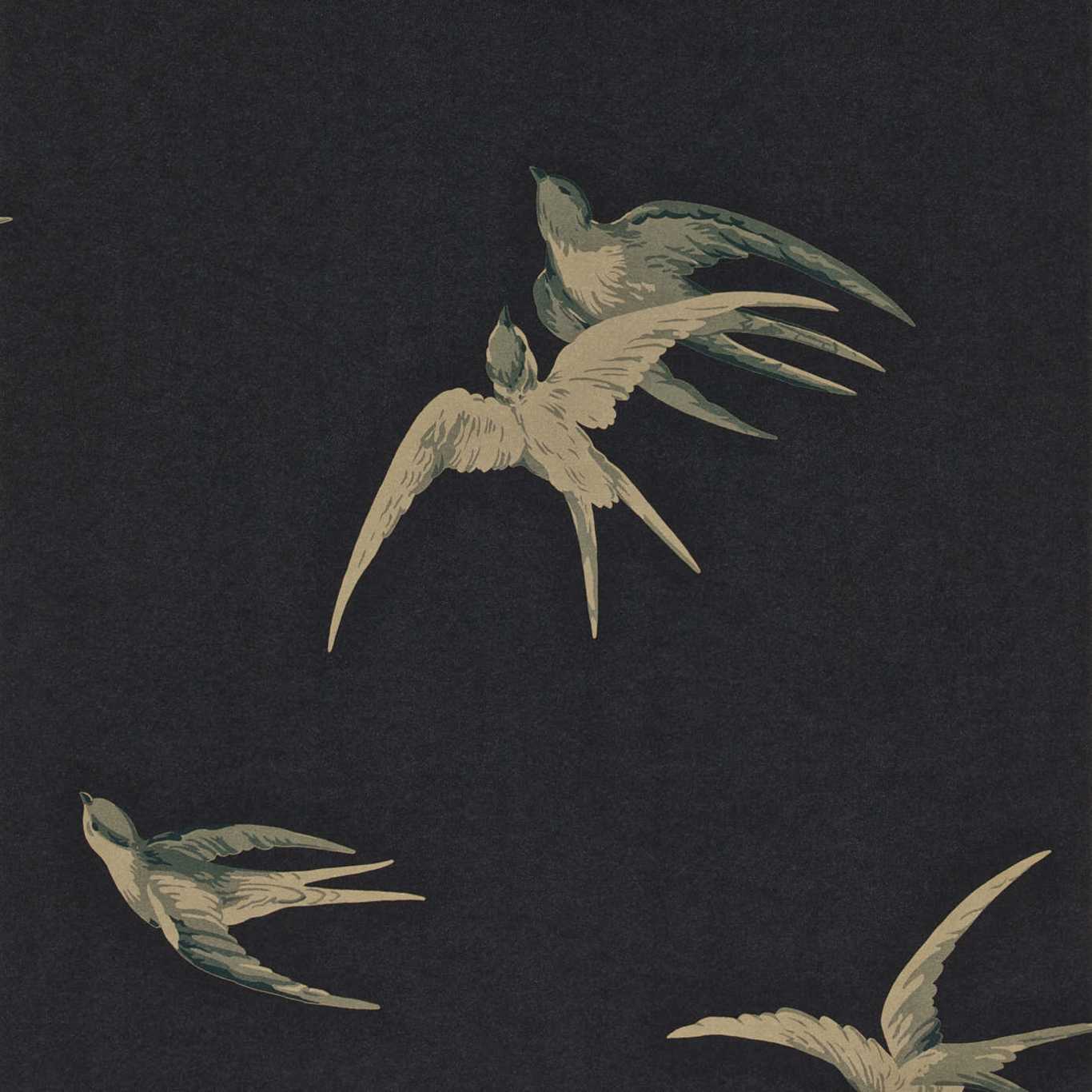 Swallows Wallpaper - Black - DVIWSW105 - Sanderson - Premier Wallcovering