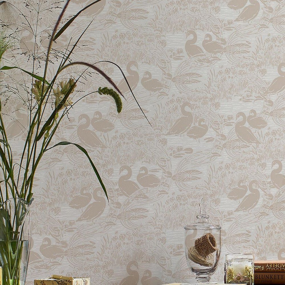 Swans Wallpaper - Dove Grey - Laura Ashley - 118471 - Premier Wallcovering