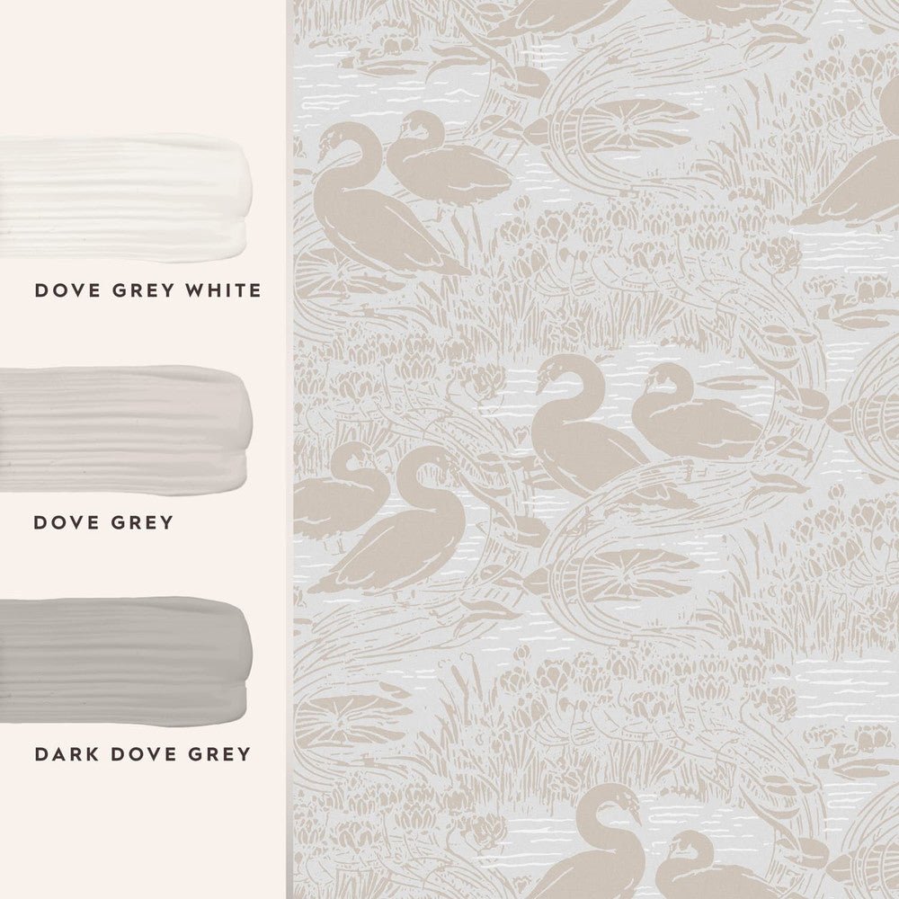 Swans Wallpaper - Dove Grey - Laura Ashley - 118471 - Premier Wallcovering
