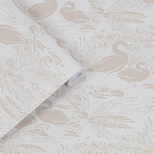 Swans Wallpaper - Dove Grey - Laura Ashley - 118471 - Premier Wallcovering