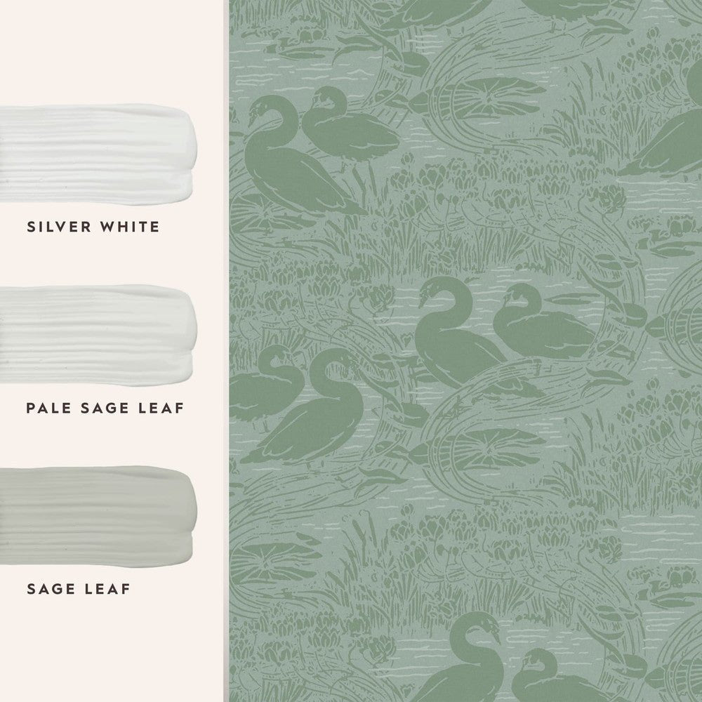 Swans Wallpaper - Jade Green - Laura Ashley - 118472 - Premier Wallcovering